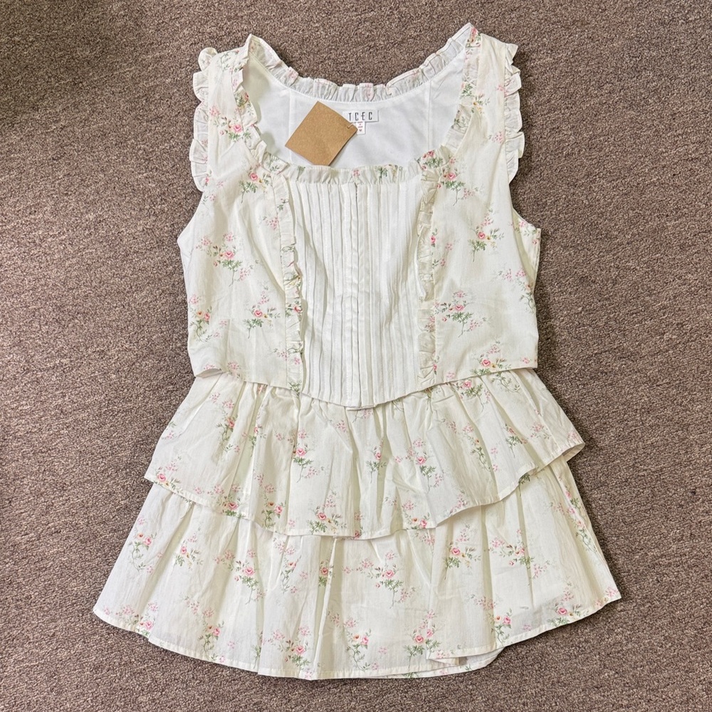 TCEC Cream Floral Skirt Set